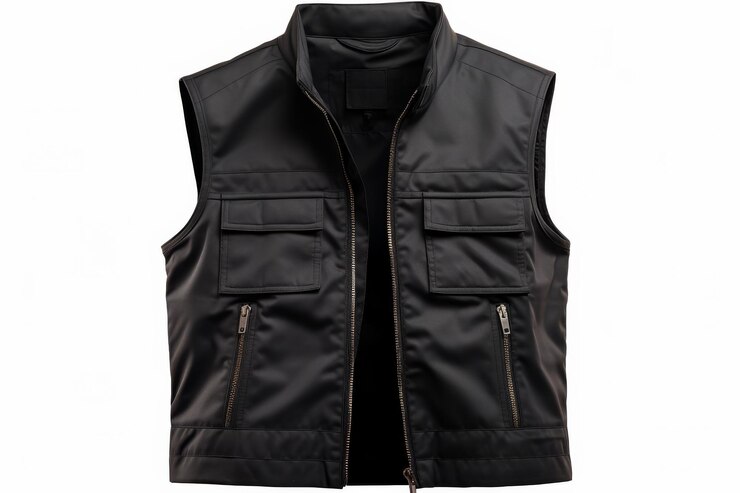 Photo black leather vest on white background on a white or clear surface png transparent background