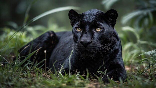 Foto ritratto di leopardo nero in natura