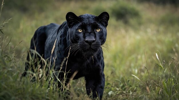 Foto ritratto di leopardo nero in natura