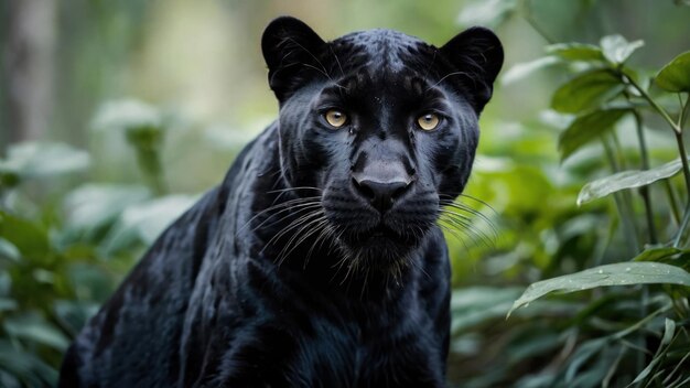Foto ritratto di leopardo nero in natura