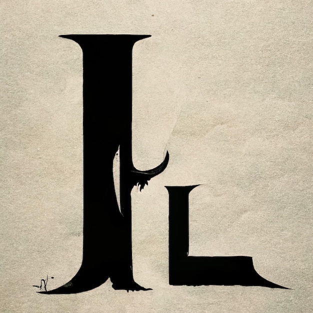 a black letter l is drawn in a black and white photo.