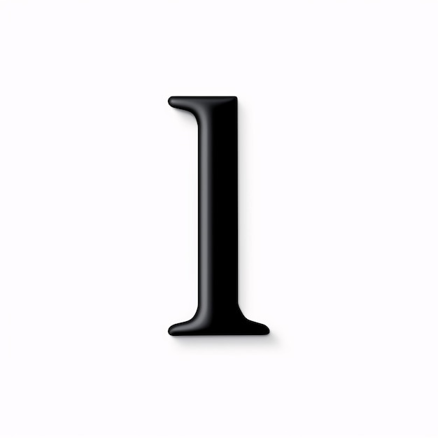 a black letter on a white background