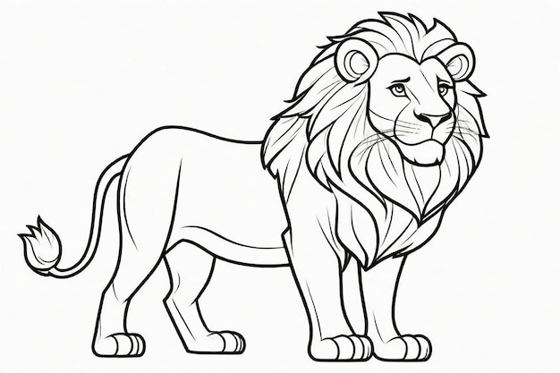 Black Line art Cute Lion for Kids Coloring Page