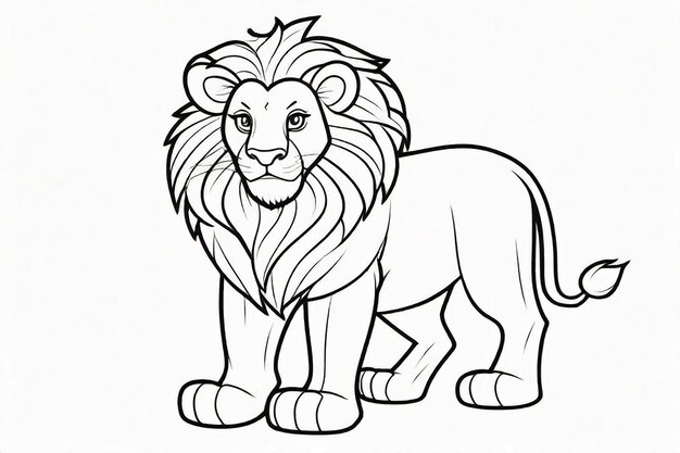 Black Line art Cute Lion for Kids Coloring Page