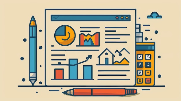 Photo black line illustration of financial data