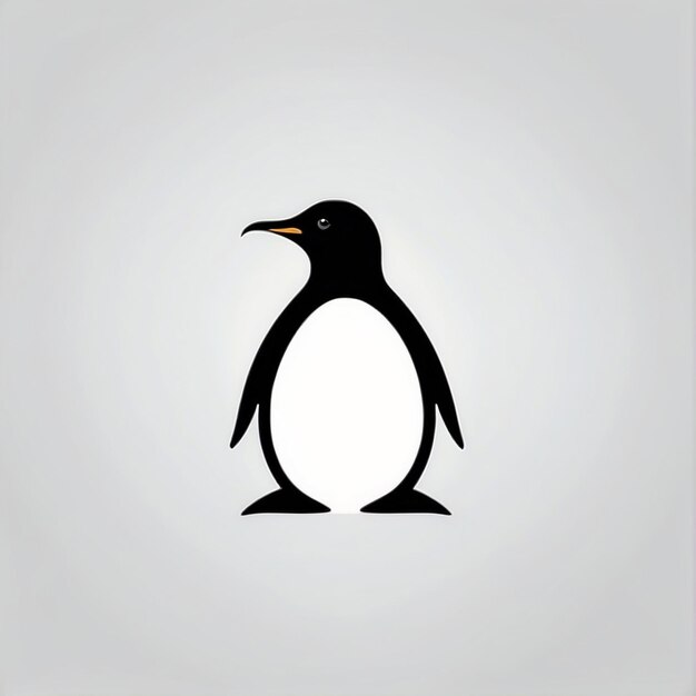 写真 黒いラインのロゴがペンギンを形作る シンプルで簡単なロゴ