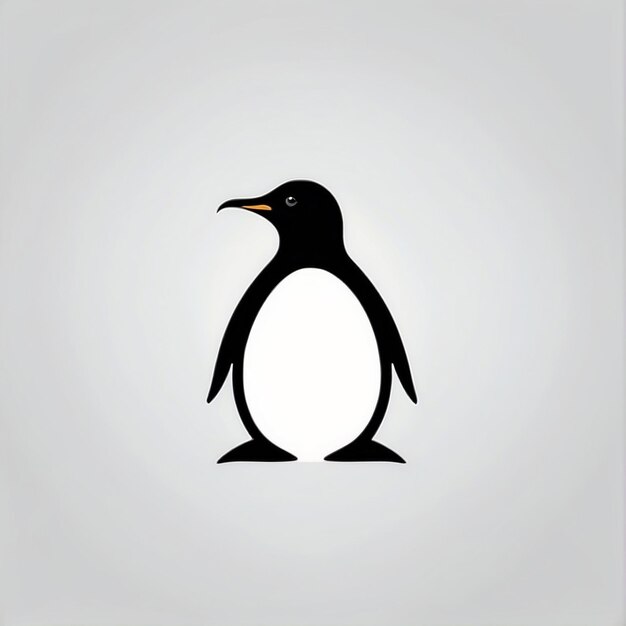 Foto logo a linea nera che forma un pinguino logo semplice e facile