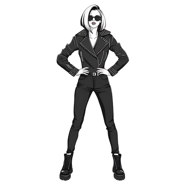 Black Line Trendy Line Art Woman