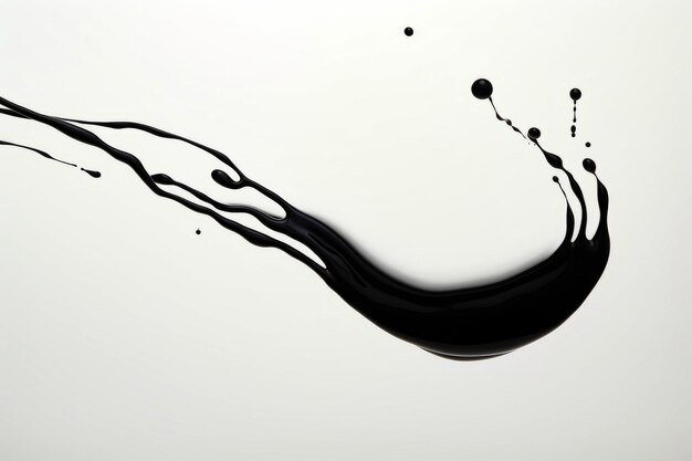 Photo black liquid drop is shown on white background with black drop generative ai