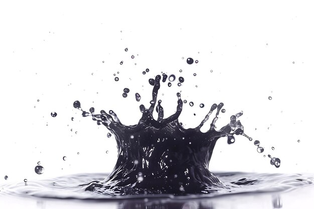 Photo black liquid splash isolated over a white background