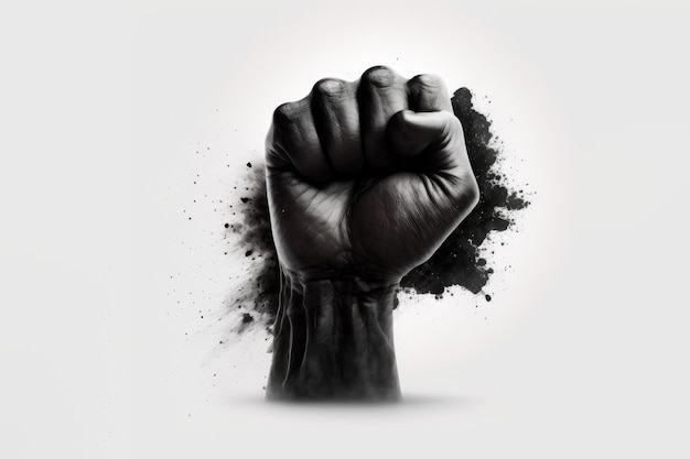 Black lives matter Fist symbol of the fight for the African race people rights Generative AI