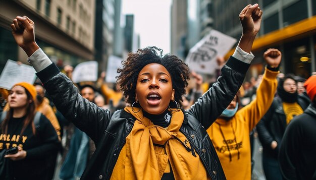 Foto black lives matter is een activistische beweging die protesteert tegen racisme en vecht voor gelijkheid.