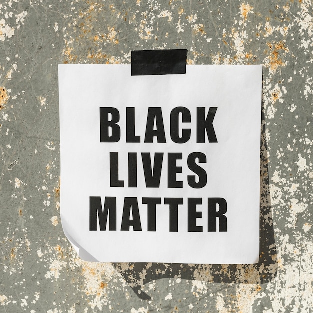 Photo black lives matter movement message on worn surface