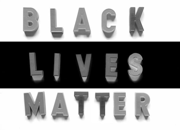 Photo black lives matter written with magnetic letters