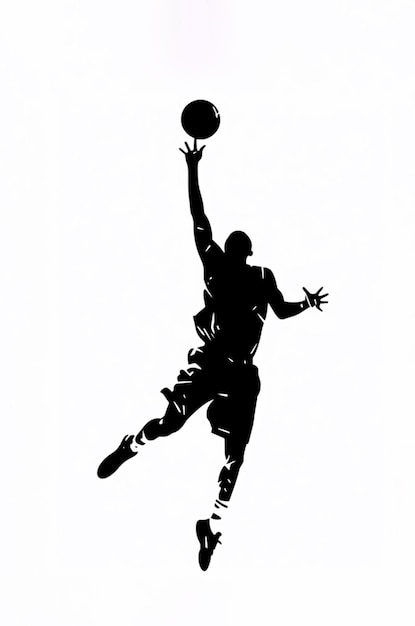 Black logo basketball player silhouette on white background