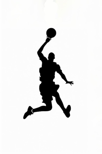 Foto silhouette di un giocatore di basket con logo nero su sfondo bianco