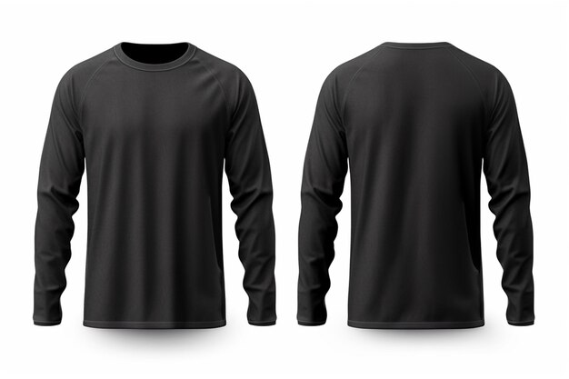 black long sleeved t shirt front and back view generative ai