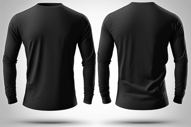 Premium Photo | A black long sleeved t shirt on a white background ...