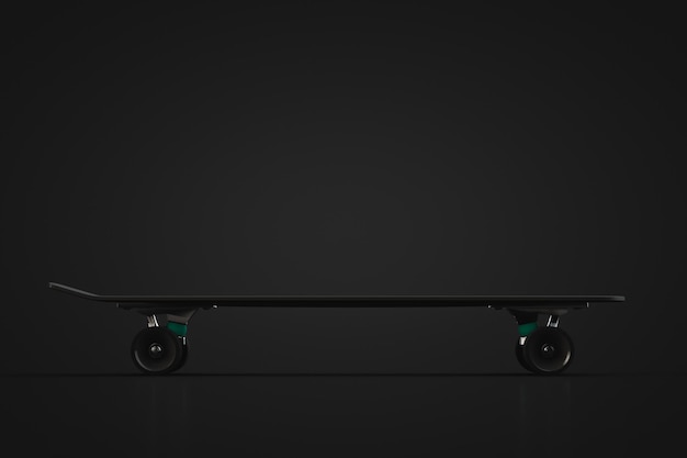 Black longboard on black background