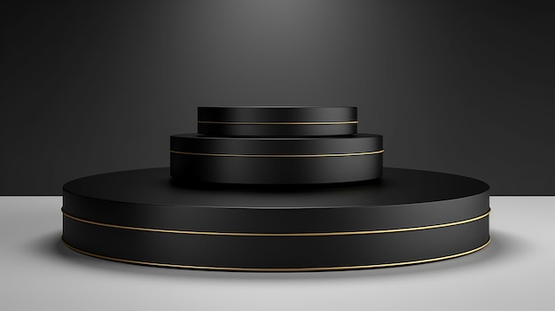 black luxury podium pedestal product display on white background 3D mockup illustration