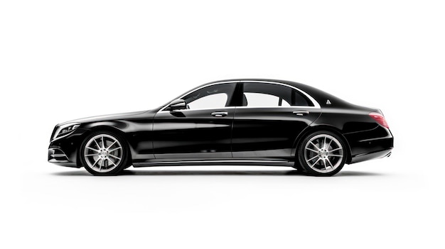 Black luxury sedan isolated with white background