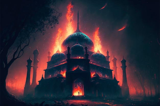 Black magic fire mosque