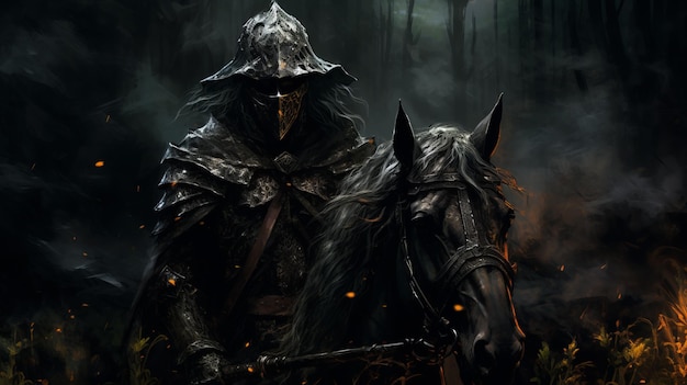 Black Magick Knight A Dark Fantasy Horse Rides In The Forest