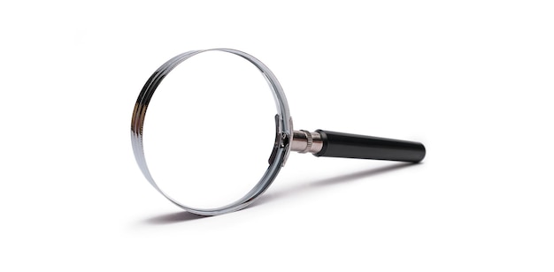 black Magnifying glass isolated on white background. ideal for websites and magazines layouts