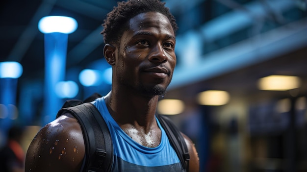 Photo black male athlete exercising in the gym