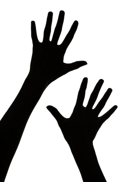 Photo black male hands shadows, isolated on white