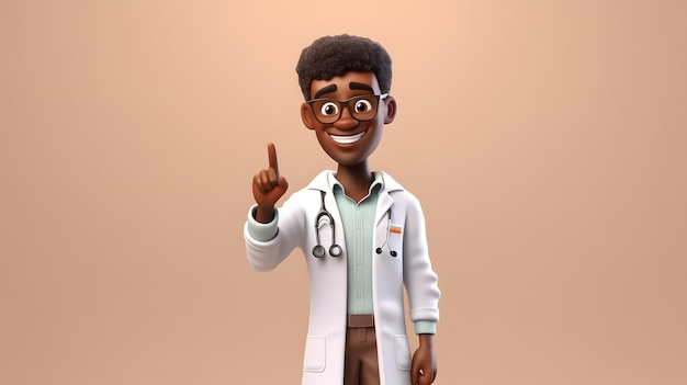 Black man doctor Therapist cartoon character Generative AI