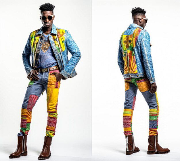 A black man model with modern jean fashion