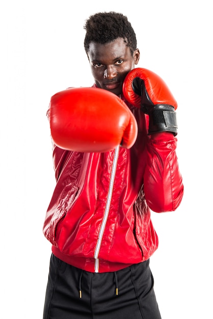 Photo black man with boxing gloves