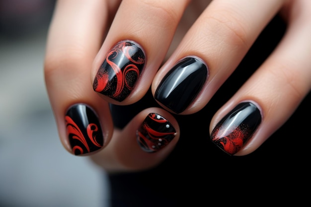 Black manicure female nails Style woman Generate Ai