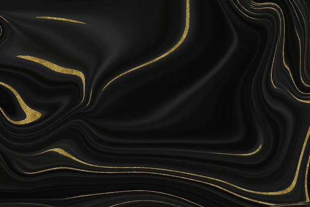 Black marble background with gold lining