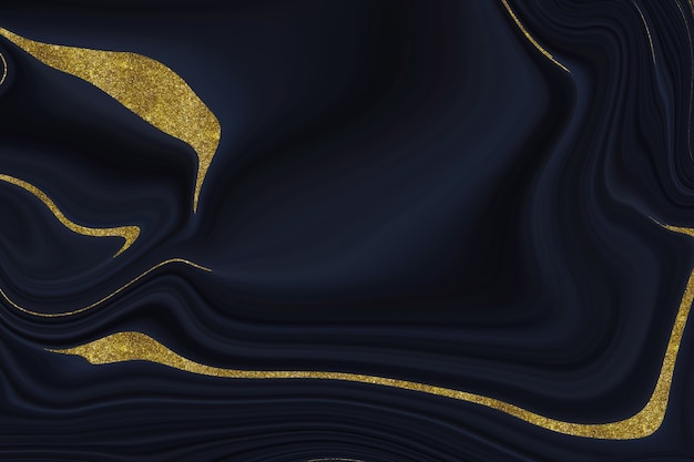 Black marble background with gold lining