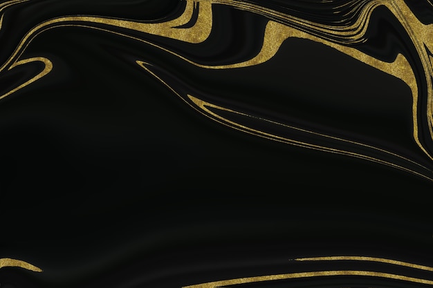 Black marble background with gold lining