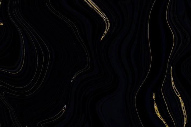 Photo black marble background with gold lining