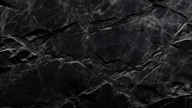 Black marble stone closeup panoramic texture flat lay background