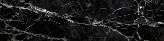 Black Marble Stone Panoramic Banner Generative AI