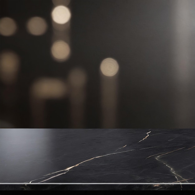Фото Черная мраморная столовая с размытым современным фоном