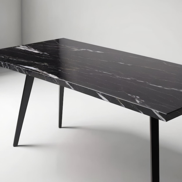 Photo black marble table with a light background for product photography