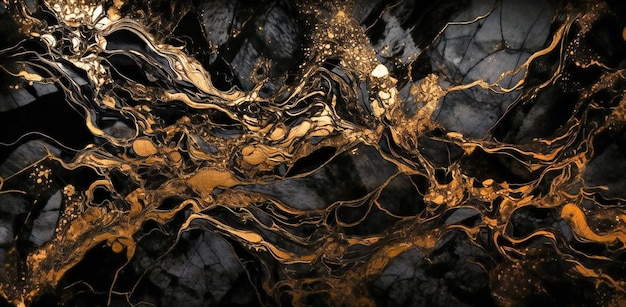 Black marble wallpaper with gold flecks