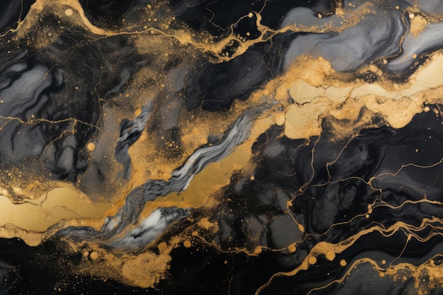 black marble with gold veining