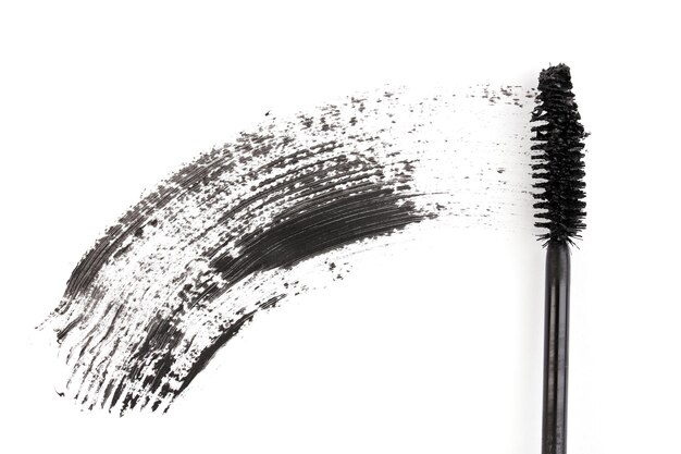 Photo black mascara brush stroke isolated on white