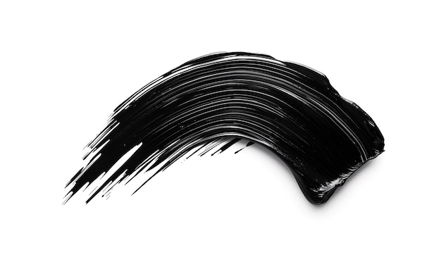 Photo black mascara brush strokes isolated on white