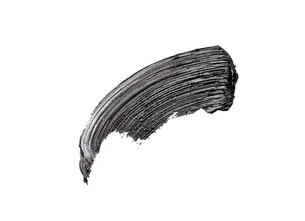 Black mascara brush strokes on white