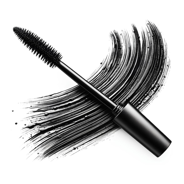 Photo black mascara stroke isolated on white background