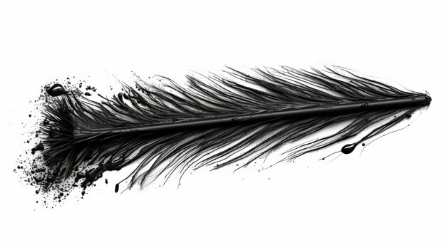 Black mascara texture brush stroke isolated on white background Generative AI