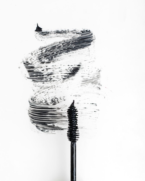 Black mascara on a white background